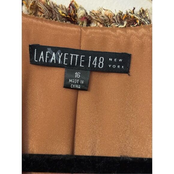 Lafayette 148 Earth Tone Plaid Tweed Blazer 16 - Picture 2 of 8